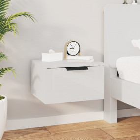 Wall-mounted Bedside Cabinet High Gloss White Engineere...