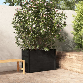 Garden Planter Black Solid pinewood Large Garden Plante...