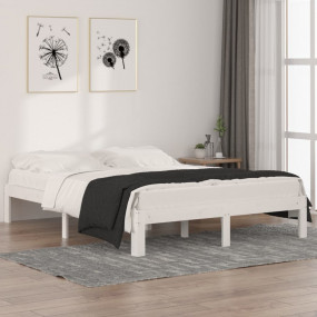 Bed Frame White Solid pine wood King Durable Bed Frame