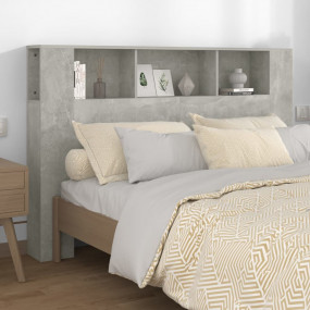 Headboard Cabinet Concrete Grey Engineered Wood Large S...