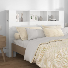 Headboard Cabinet High gloss white Engineered wood