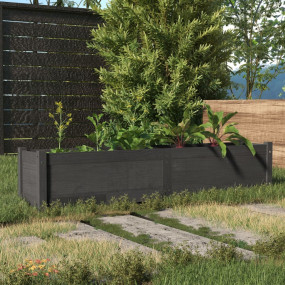 Raised Bed Grey Solid Pinewood Medium Durable Garden Pl...