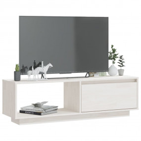 TV Cabinet White Solid pine wood Medium TV Cabinet Rect...