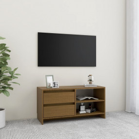 TV Cabinet Honey brown Solid pinewood Small Storage TV ...