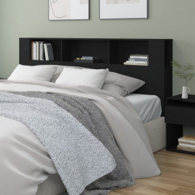 Headboard Cabinet Black Engineered wood 78.7 x 7.3 x 41...