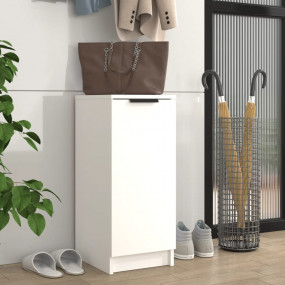 Shoe Cabinet White Engineered Wood Compact Shoe Cabinet