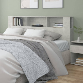 Headboard Cabinet Concrete grey Engineered wood Large