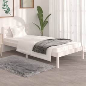 Bed Frame White Solid pinewood Twin Classic/Traditional