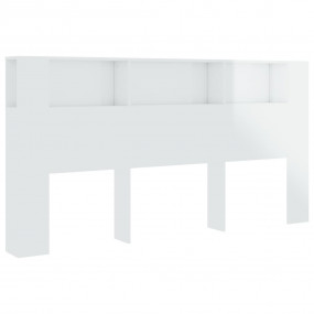 Headboard Cabinet Glossy White Engineered Wood Large