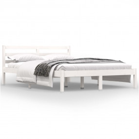 Bed Frame White Solid pine wood Small Double Durable Be...