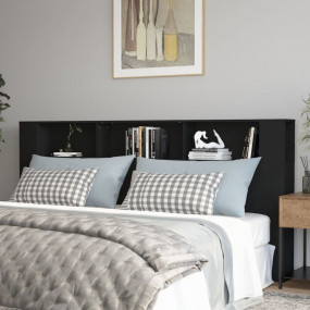 Headboard Cabinet Black Engineered wood Large Headboard...