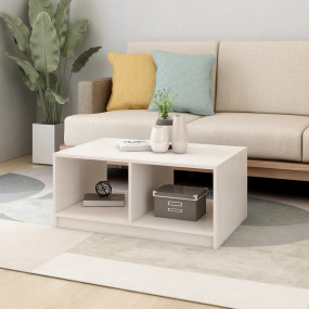 Coffee Table White Solid Pinewood Medium Coffee Table