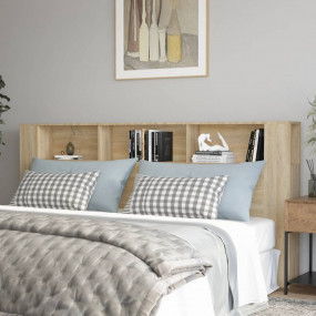 Headboard Cabinet Sonoma oak Engineered wood 86.6 x 7.3...