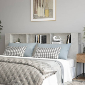 Headboard Cabinet Concrete Grey Engineered wood Large