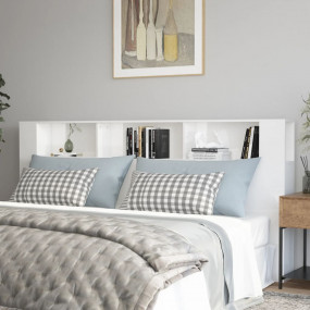 Headboard Cabinet High gloss white Engineered wood 86.6...