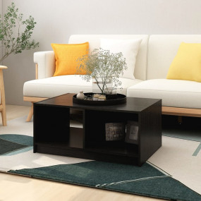 Coffee Table Black Solid Pinewood Medium Coffee Table