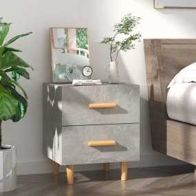 Bed Cabinet Concrete Grey Engineered wood, Solid eucaly...