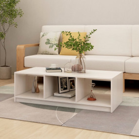 Coffee Table White Solid Pinewood Sleek Coffee Table
