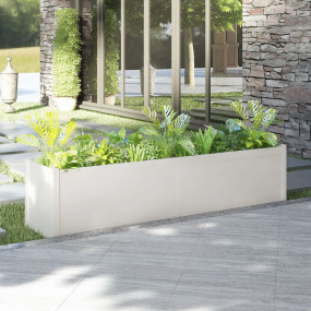 Large Planter White Solid Pinewood Durable Rectangular
