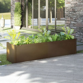 Planter Honey Brown Solid Pine Wood 78.7 in x 19.7 in x...