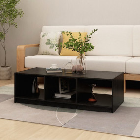 Coffee Table Black Solid pinewood Medium Storage Coffee...
