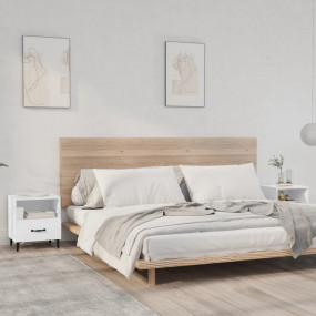 Bedside Cabinet Set of 2 White Engineered wood Standard