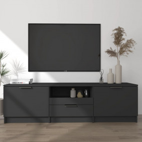 TV Cabinet Black Engineered wood Medium TV Cabinet Rect...