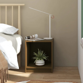 Nightstand Honey Brown Solid Pinewood Nightstand Rectan...