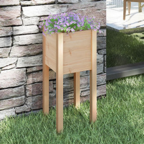 Planter Natural Wood Solid pinewood 12.2 x 12.2 x 27.6 ...