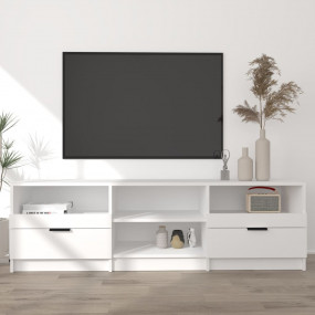 TV Cabinet White Engineered Wood Medium TV Cabinet Rect...