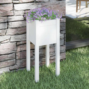 Planter White Solid pinewood 12x12x27.6 in Durable Plan...