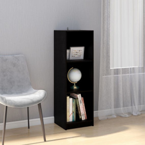 Book Cabinet Black Solid Pinewood Medium Book Cabinet