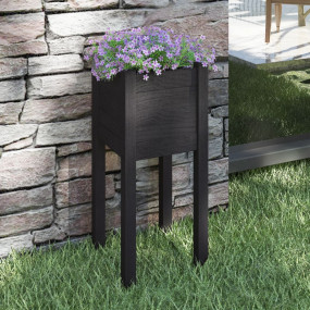 Planter Black Solid pinewood Medium Durable Planter Squ...