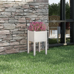 Planter White Solid pinewood Durable Planter Square