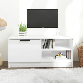 TV Cabinet High Gloss White Engineered Wood Compact TV ...