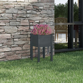 Garden Planter Grey Solid Pinewood Medium Durable