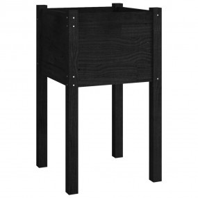 Garden Planter Black Solid Pinewood Medium Durable