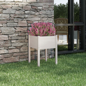 Planter White Solid pinewood Medium Durable Planter Squ...