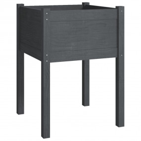 Planter Grey Solid Pinewood 19.7x19.7x27.6 in Durable P...