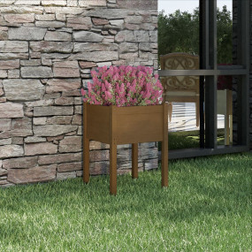 Planter Honey Brown Solid Pinewood 19.7 x 19.7 x 27.6 i...