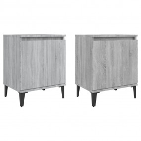 Bed Cabinet Set of 2 Grey Sonoma Engineered wood, Metal...