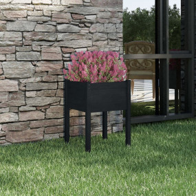 Planter Black Solid pinewood Medium Durable Planter Squ...