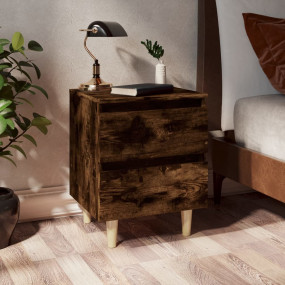 Bed Cabinet Set of 2 Smoked oak