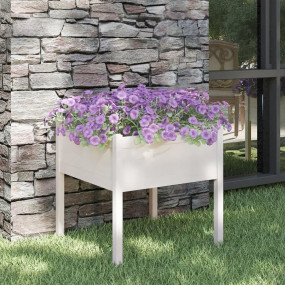Garden Planter White Solid Pinewood 27.6 x 27.6 x 27.6 ...