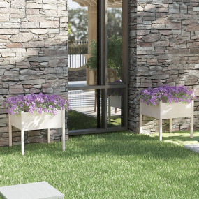 Garden Planter Set of 2 White Solid pinewood 27.6x27.6x...