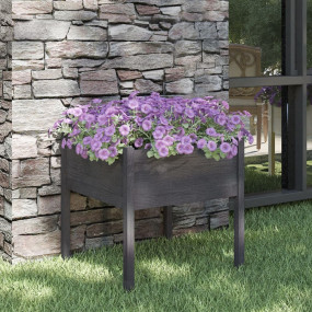 Garden Planter Grey Solid Pinewood Large Durable Garden...