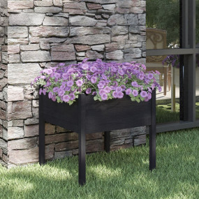 Garden Planter Black Solid pinewood 27.6x27.6x27.6 in D...
