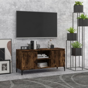TV Cabinet Smoked oak Engineered wood, Metal Medium TV ...