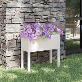 Garden Planter White Solid pinewood 27.6 x 12.2 x 27.6 ...