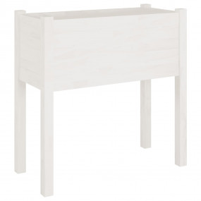 Garden Planter Set of 2 White Solid Pinewood Standard D...